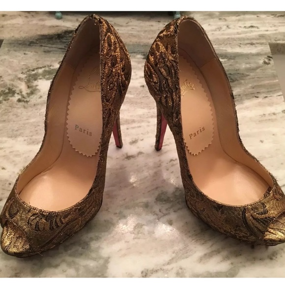 Christian Louboutin Lady Peep 150 Bronze Sz 38 NEW - Picture 3 of 8